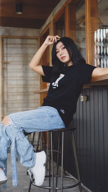 Camiseta Oversized Preta Estampada
